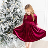 Cranberry Velvet Twirl Dress