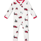 Zippered Footie in Holiday Tree Farm
