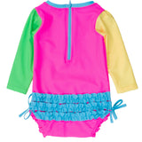 Baby Girls Neon Color Block Long Sleeve One Piece Rash Guard