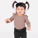 Baby Girls Dusty Lilac Rib Knit Long Sleeve Flutter Bodysuit