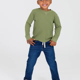 Boys Medium Wash Stretch Denim Pull-on Jeans