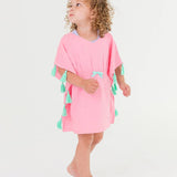 Girls Pink Tassel Kaftan Cover-Up