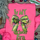 Hot Pink Grinch Era Bow Crew Sweatshirt (Adult & Youth)