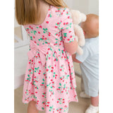 Girls Sweet As Strawberries Short Sleeve Knit Twirl Dress