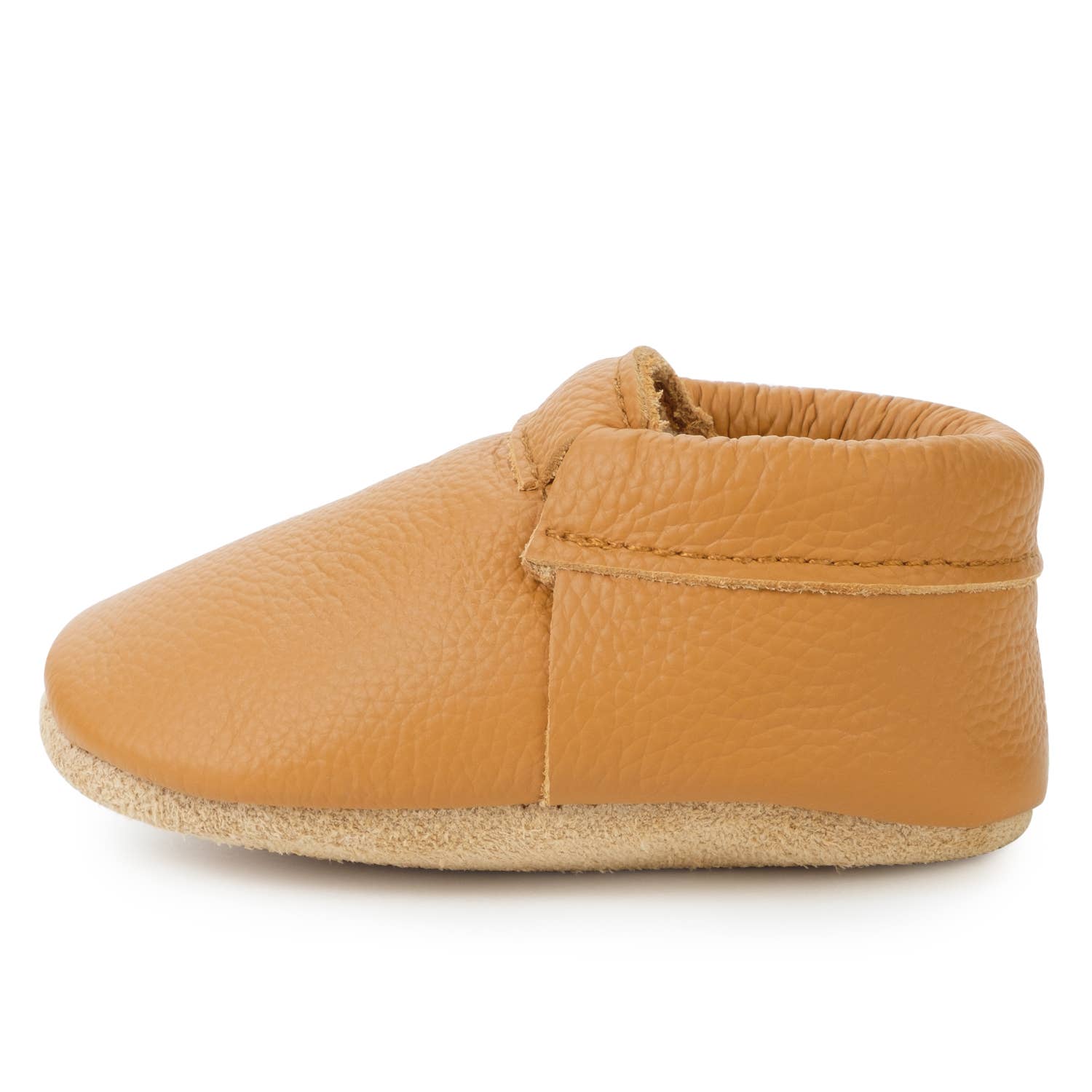 Fringeless Baby Moccasins - Leather Baby Shoes (Gingersnap)