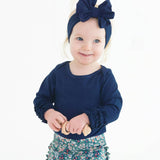 Baby Girls Dark Navy Ruffled Long Sleeve Layering Bodysuit