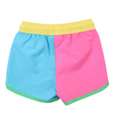 Boys Neon Color Block Dolphin Hem Swim Trunks