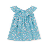 Ruffle Neck Baby Dress blue