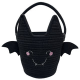 Halloween Bat Trick or Treat Basket Rope Gift Basket