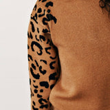 Kids Brown Leopard Print Crew Neck Fall Winter Sweater