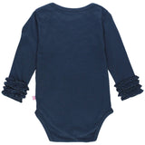 Baby Girls Dark Navy Ruffled Long Sleeve Layering Bodysuit