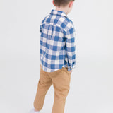 Boys Countryside Blue Plaid Long Sleeve Button Down Shirt