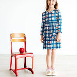 Plaid Apples L/S Pocket Twirl Dress