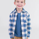 Boys Countryside Blue Plaid Long Sleeve Button Down Shirt