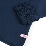 Girls Dark Navy Ruffled Long Sleeve Layering Tee