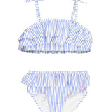 Periwinkle Blue Seersucker Seersucker Bow Ruffle Bikini