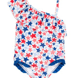 Shimmer Star-Spangled One Shoulder Ruffle One Piece