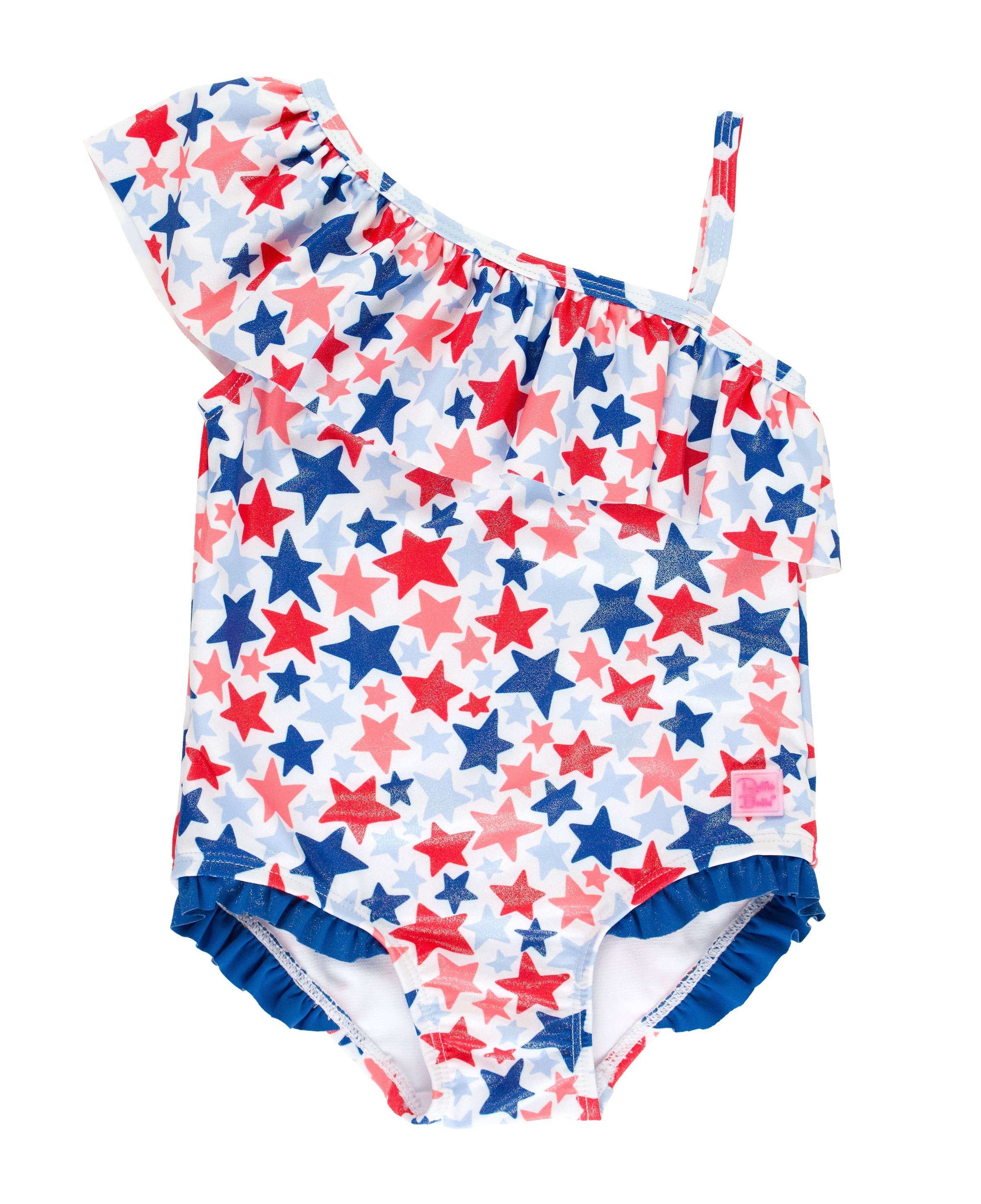 Shimmer Star-Spangled One Shoulder Ruffle One Piece