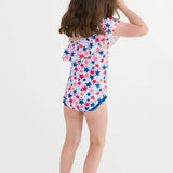 Shimmer Star-Spangled One Shoulder Ruffle One Piece