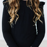 Black L/S Ruffle Tee