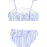 Periwinkle Blue Seersucker Seersucker Bow Ruffle Bikini