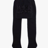 Girls Black Footed RuffleButt Tights