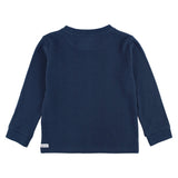 Boys Dark Navy Waffle Knit Long Sleeve Crew Neck Shirt