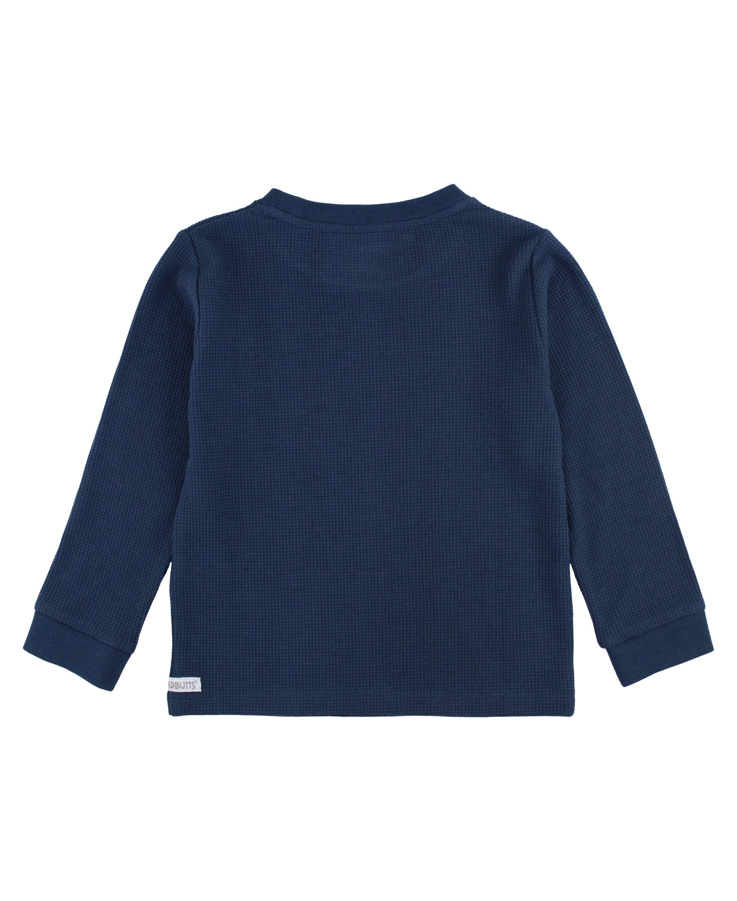 Boys Dark Navy Waffle Knit Long Sleeve Crew Neck Shirt