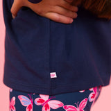 Girls Dark Navy Ruffle Peter Pan Collar Long Sleeve Knit Top