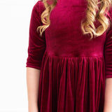 Cranberry Velvet Twirl Dress