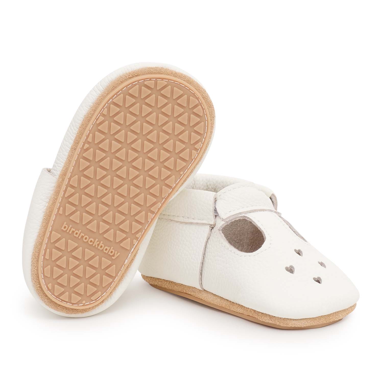 Hard Sole Mary Jane Baby Moccasins -  Baby Shoes Pearl White