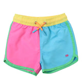 Boys Neon Color Block Dolphin Hem Swim Trunks