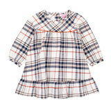 Girls Homegrown Harvest Plaid Long Sleeve Ruffle Hem Dress