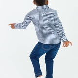 Boys Medium Wash Stretch Denim Pull-on Jeans