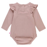 Baby Girls Dusty Lilac Rib Knit Long Sleeve Flutter Bodysuit