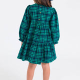 Girls Hayden Plaid Woven Long Sleeve Tiered Twirl Dress
