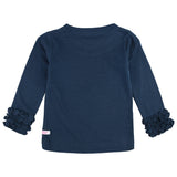 Girls Dark Navy Ruffled Long Sleeve Layering Tee