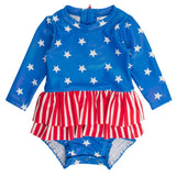 Baby Girls Shimmer Stars & Stripes Skirted Rash Guard