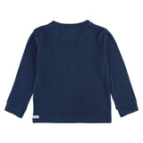 Boys Dark Navy Waffle Knit Long Sleeve Crew Neck Shirt