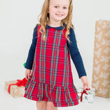 Girls Tis The Season Plaid Jumper Dress