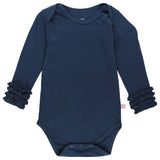 Baby Girls Dark Navy Ruffled Long Sleeve Layering Bodysuit