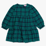Girls Hayden Plaid Woven Long Sleeve Tiered Twirl Dress