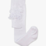 Girls White Footed RuffleButt Tights