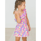 Girls Vibrant Neon Active Tennis Dress & Bike Short Set