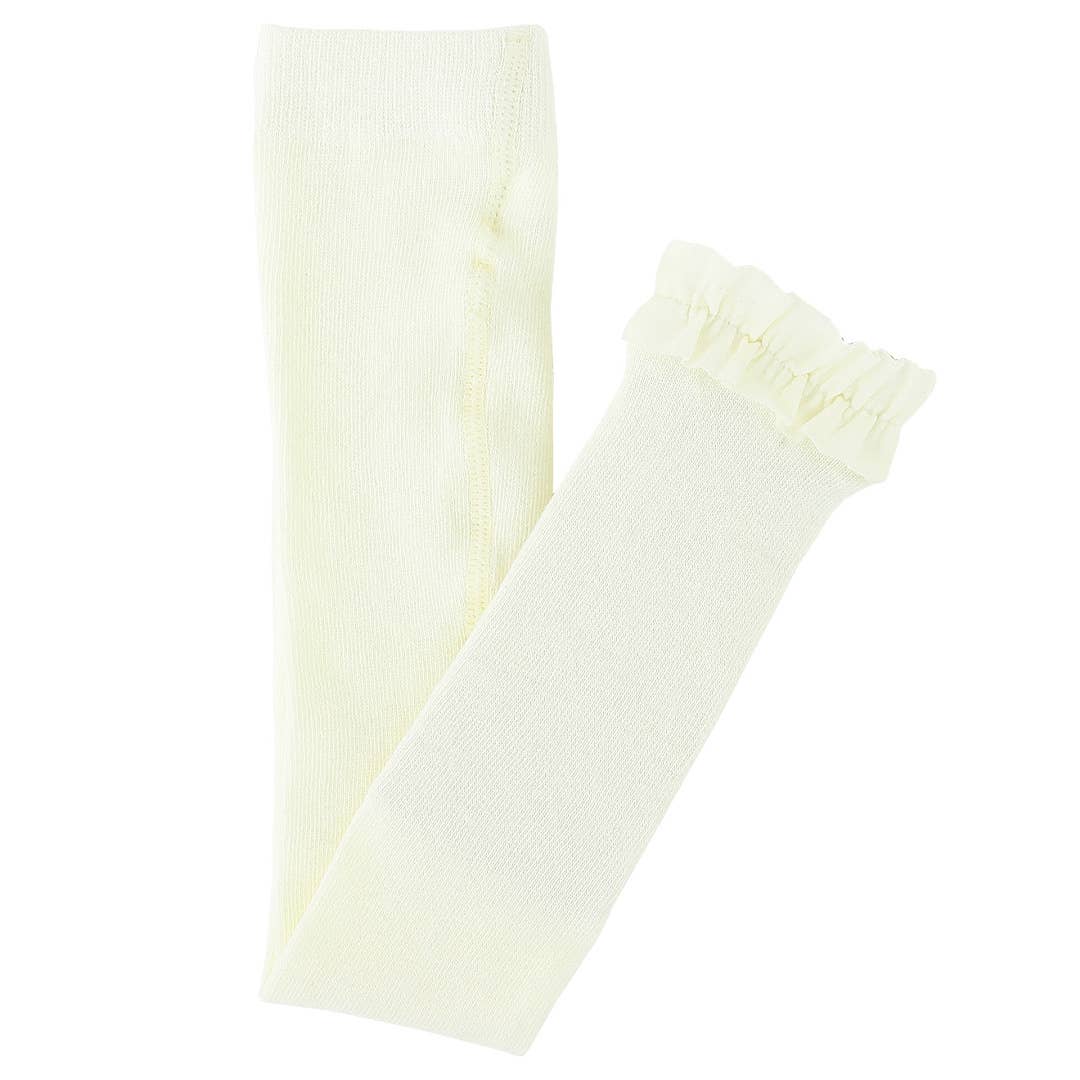 Girls Ivory Footless Ruffle Tights