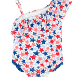 Shimmer Star-Spangled One Shoulder Ruffle One Piece