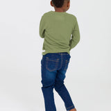 Boys Medium Wash Stretch Denim Pull-on Jeans