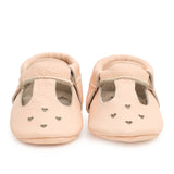 Mary Jane Baby Moccasins - Leather Baby Shoes (Desert Rose)