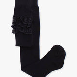 Girls Black Footed RuffleButt Tights