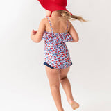 Red White and Bloom Single Ruffle One Piece